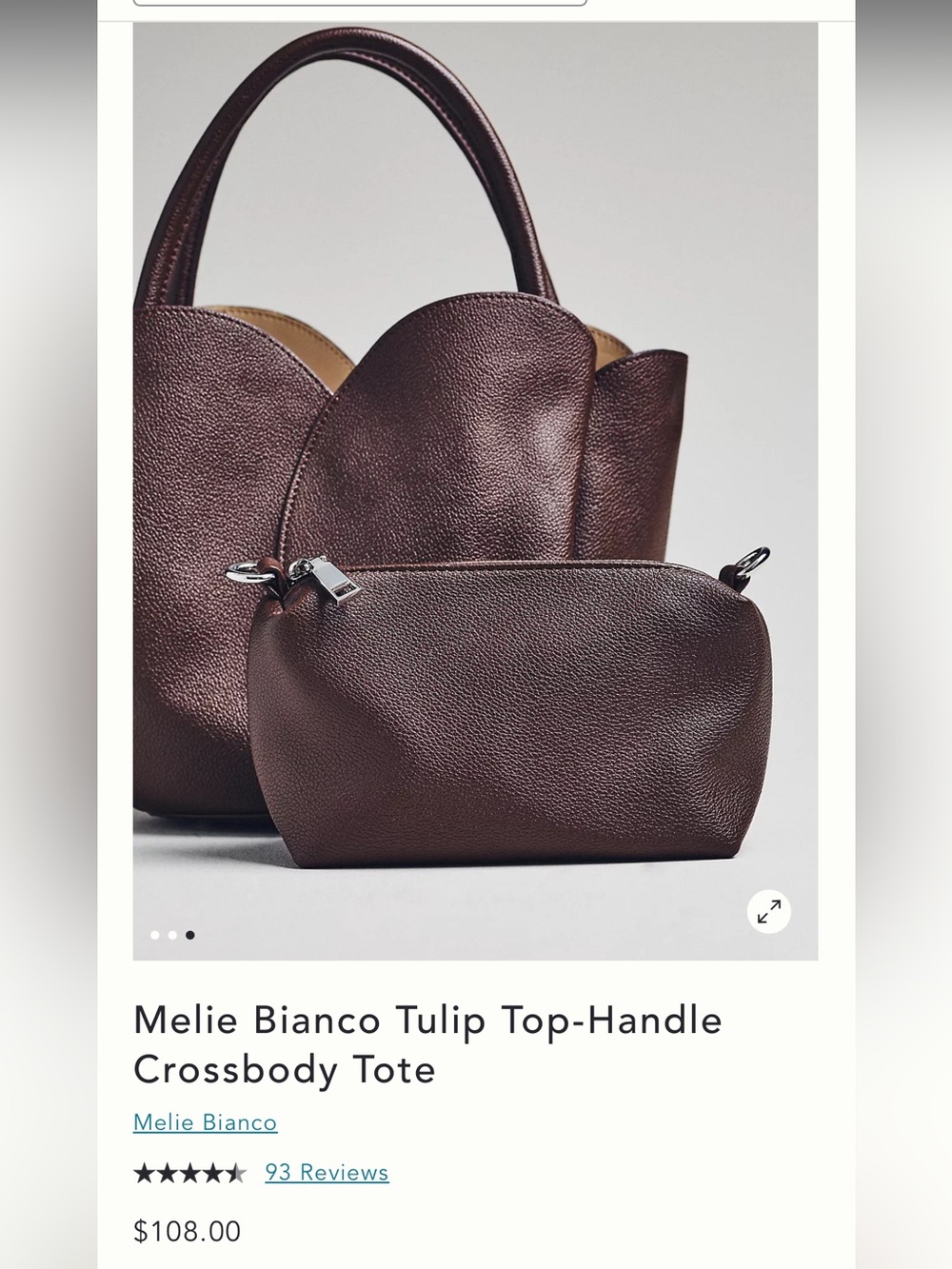 Anthropologie Melie Bianco Small Tulip Top-Handle Tote Bag - Picture 2 of 8